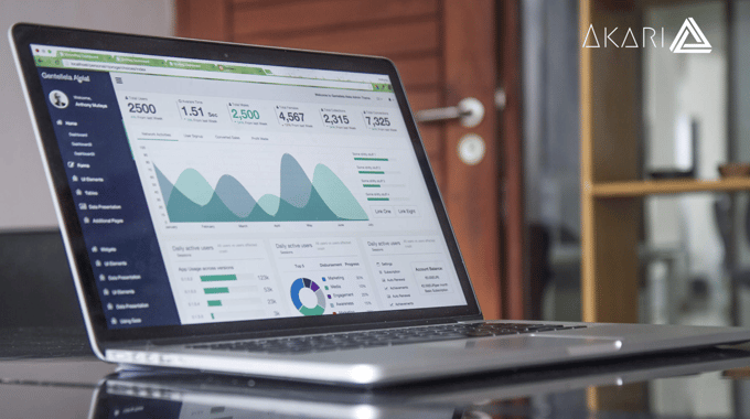 Graphs and data on a laptop screen