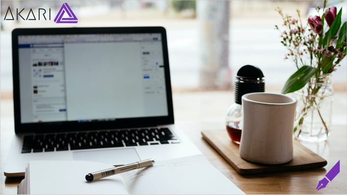 Laptop and coffee on desk