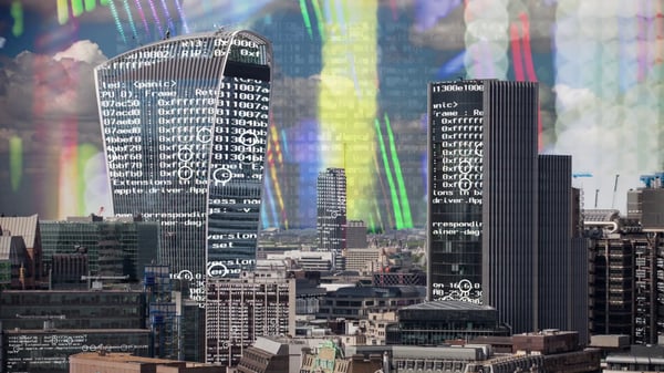 City image imposed with code