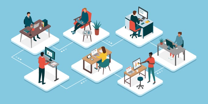 Illustration of workers at their desks